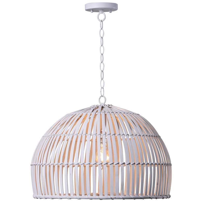 White Rattan Dome Pendant Light