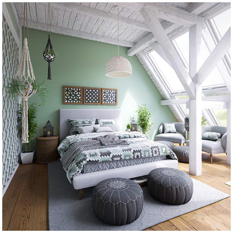 White Rattan Dome Pendant Light