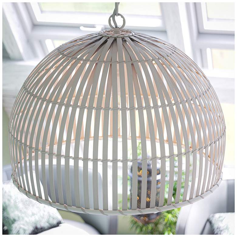 White Rattan Dome Pendant Light