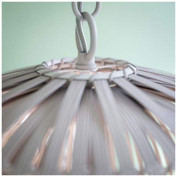 White Rattan Dome Pendant Light