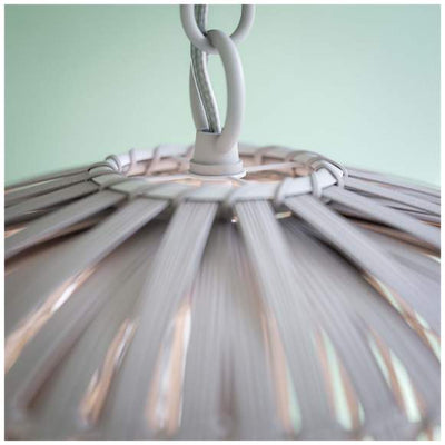 White Rattan Dome Pendant Light