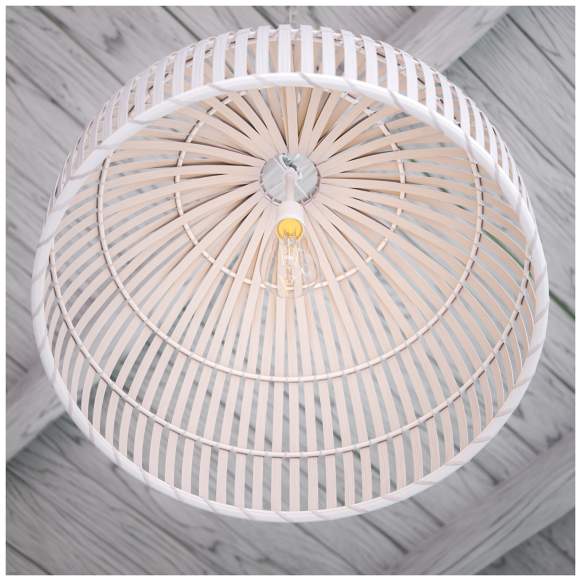 White Rattan Dome Pendant Light