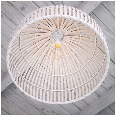 White Rattan Dome Pendant Light