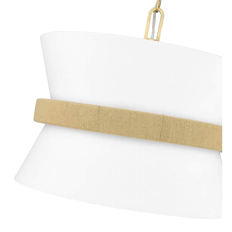 Vintage Brass Pendant Light with White Fabric Shade