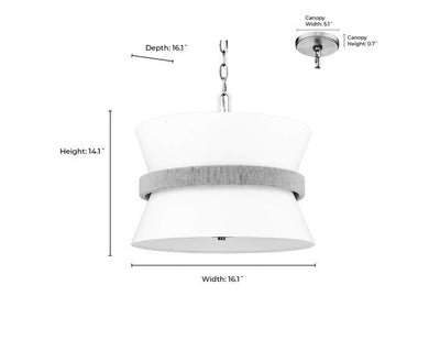 Vintage Brass Pendant Light with White Fabric Shade